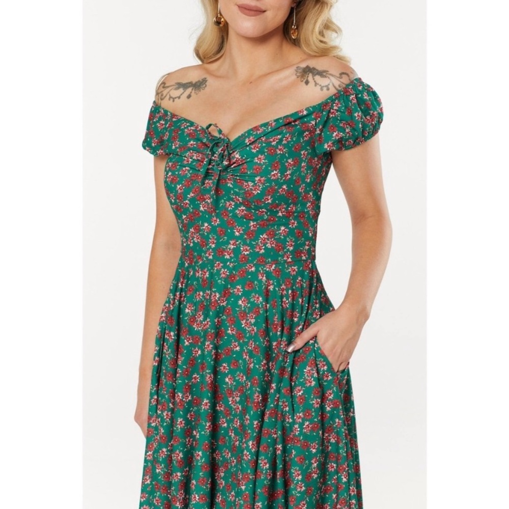 Modcloth Timeless London Sophia Dress Fifties Vintage Swing Floral Size 14